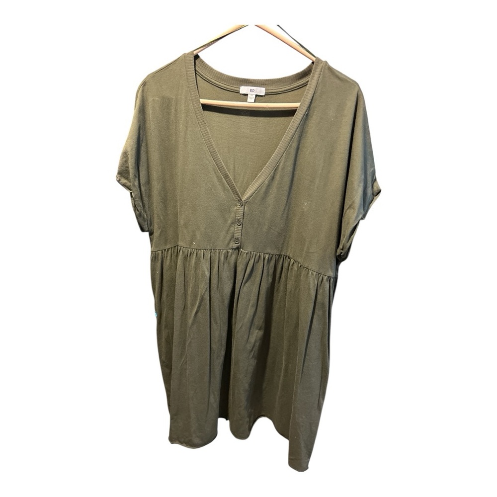 BP Olive Buttoned V-Neck Tunic
